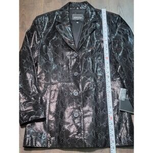 Vintage Adler Collection Black Silver Metallic Snakeskin Leather Blazer Jacket L